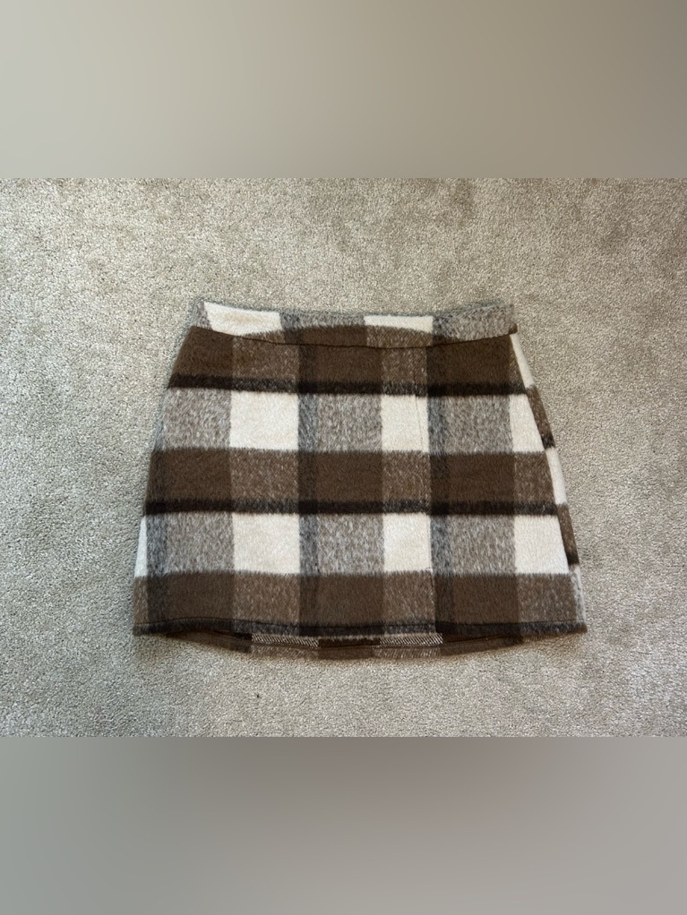 Francesca’s Collection Plaid Mini Skirt in Brown and Cream